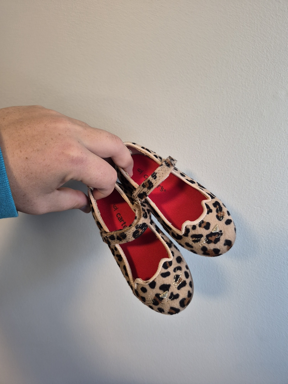 Carters Infant 6 Leopard Print Cat Ear Mary Jane Shoes